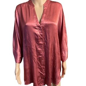 Soft Surroundings 1X Stevie Satin Blouse Top